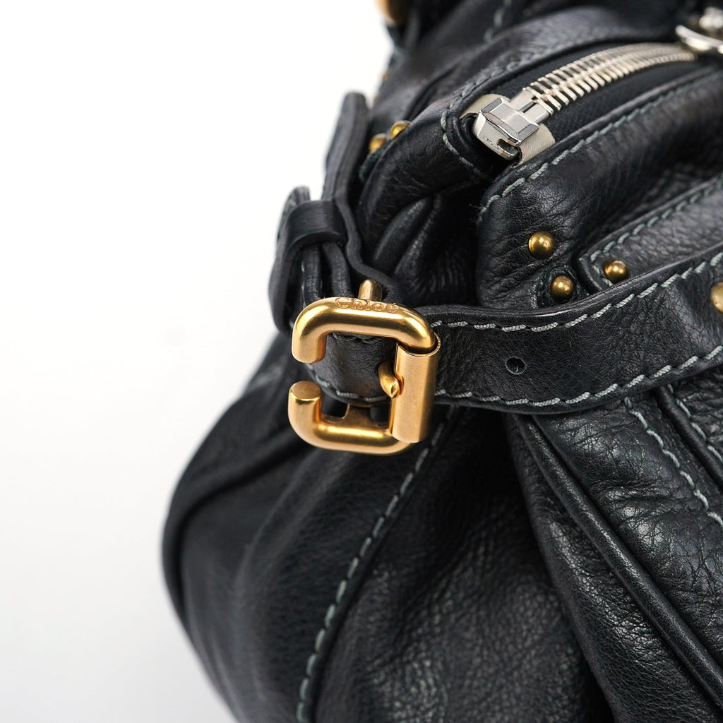 Black Leather Paddington Shoulder Bag