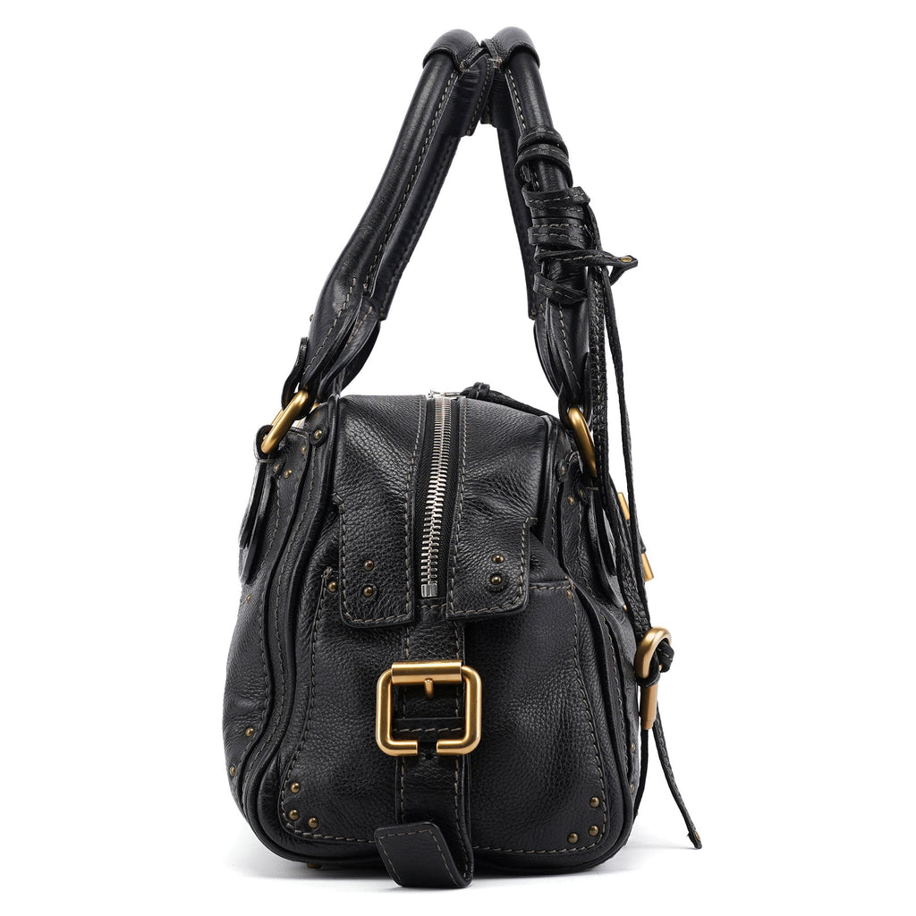 Black Leather Paddington Shoulder Bag