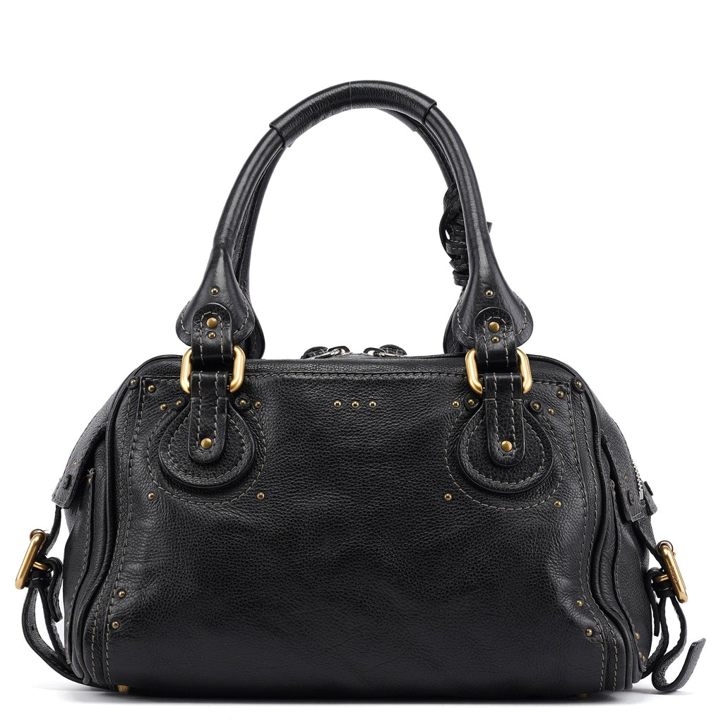 Black Leather Paddington Shoulder Bag