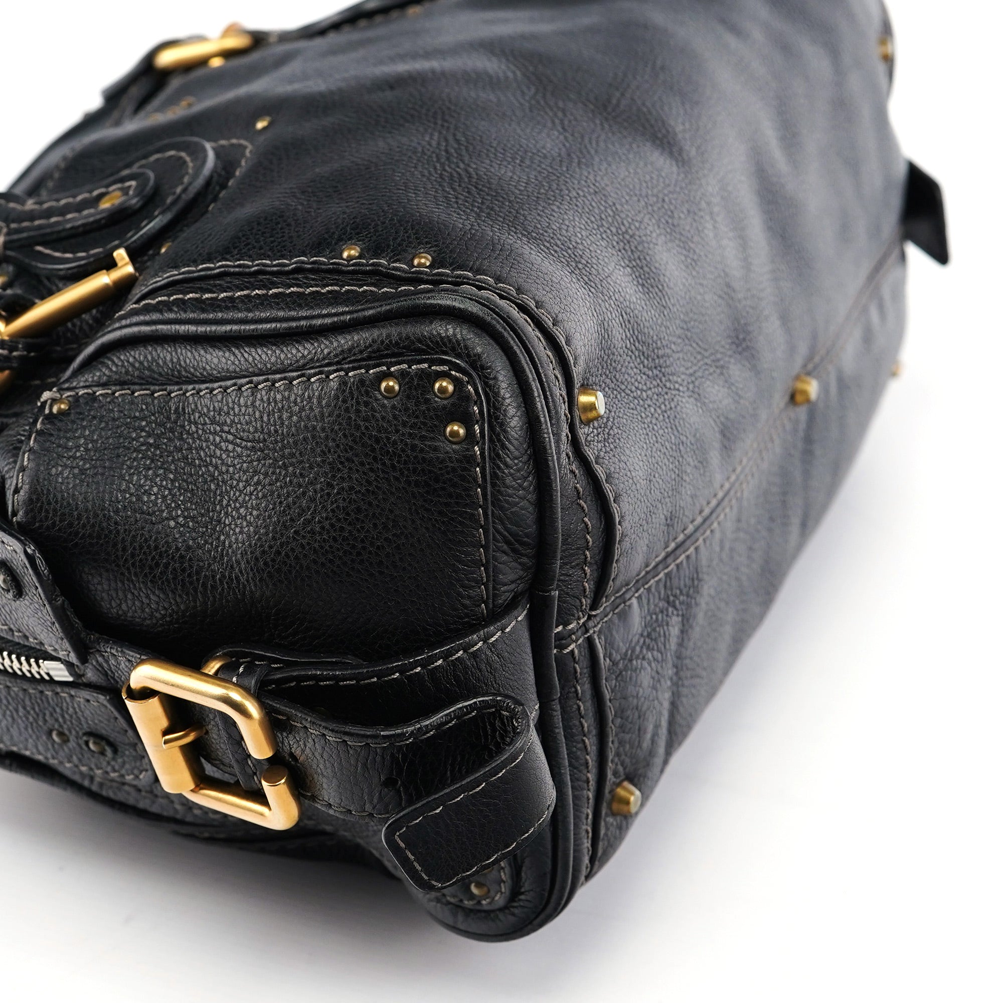 Black Leather Paddington Shoulder Bag