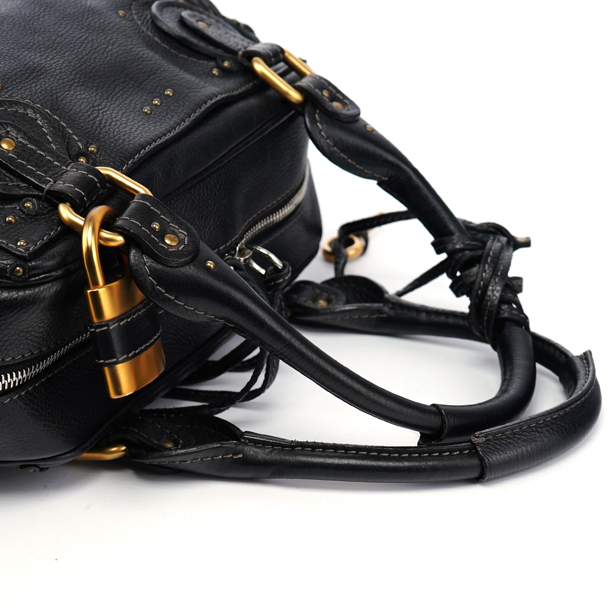 Black Leather Paddington Shoulder Bag