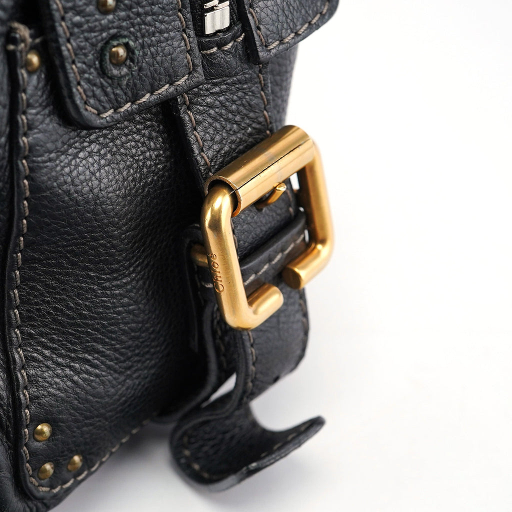 Black Leather Paddington Shoulder Bag