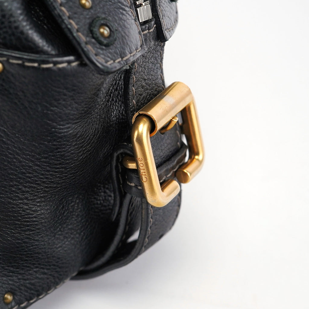 Black Leather Paddington Shoulder Bag