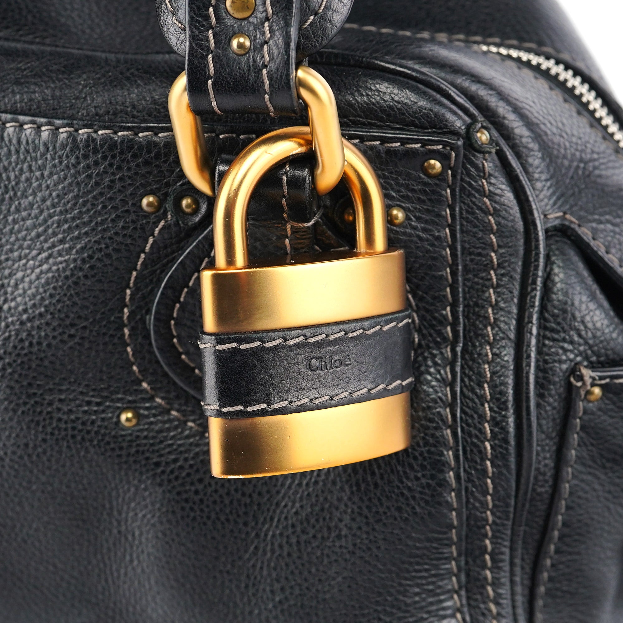 Black Leather Paddington Shoulder Bag