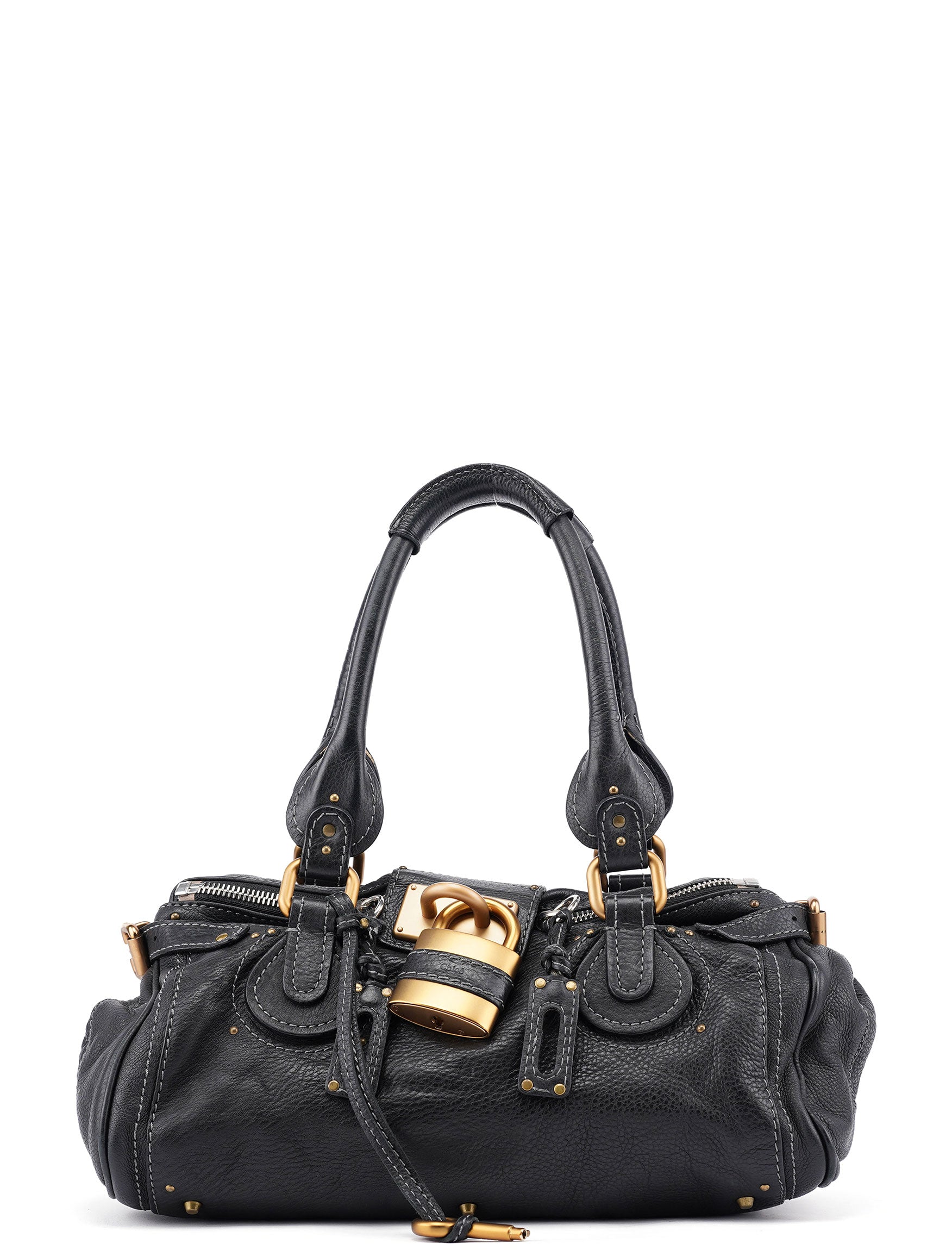 Black Leather Paddington Shoulder Bag