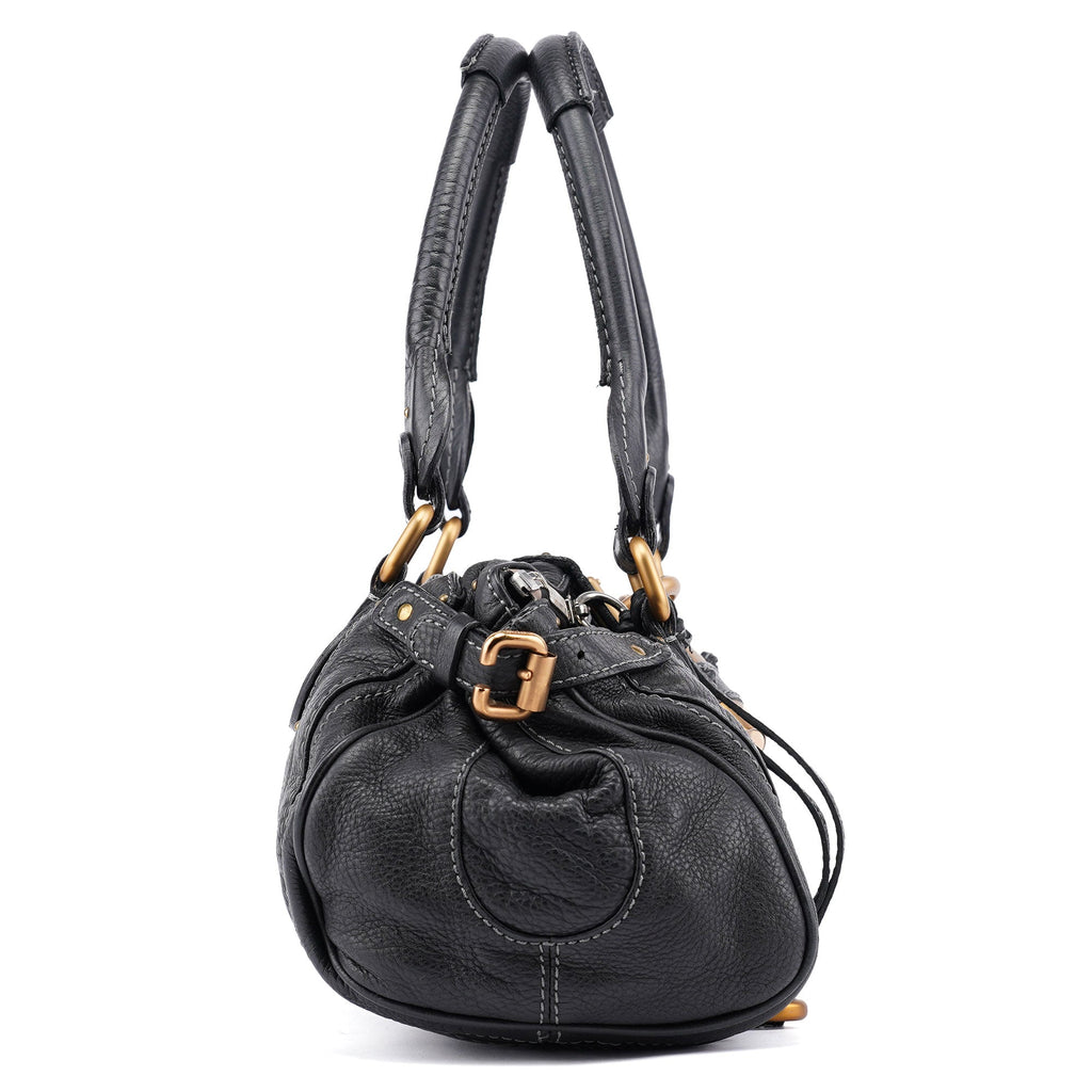 Black Leather Paddington Shoulder Bag