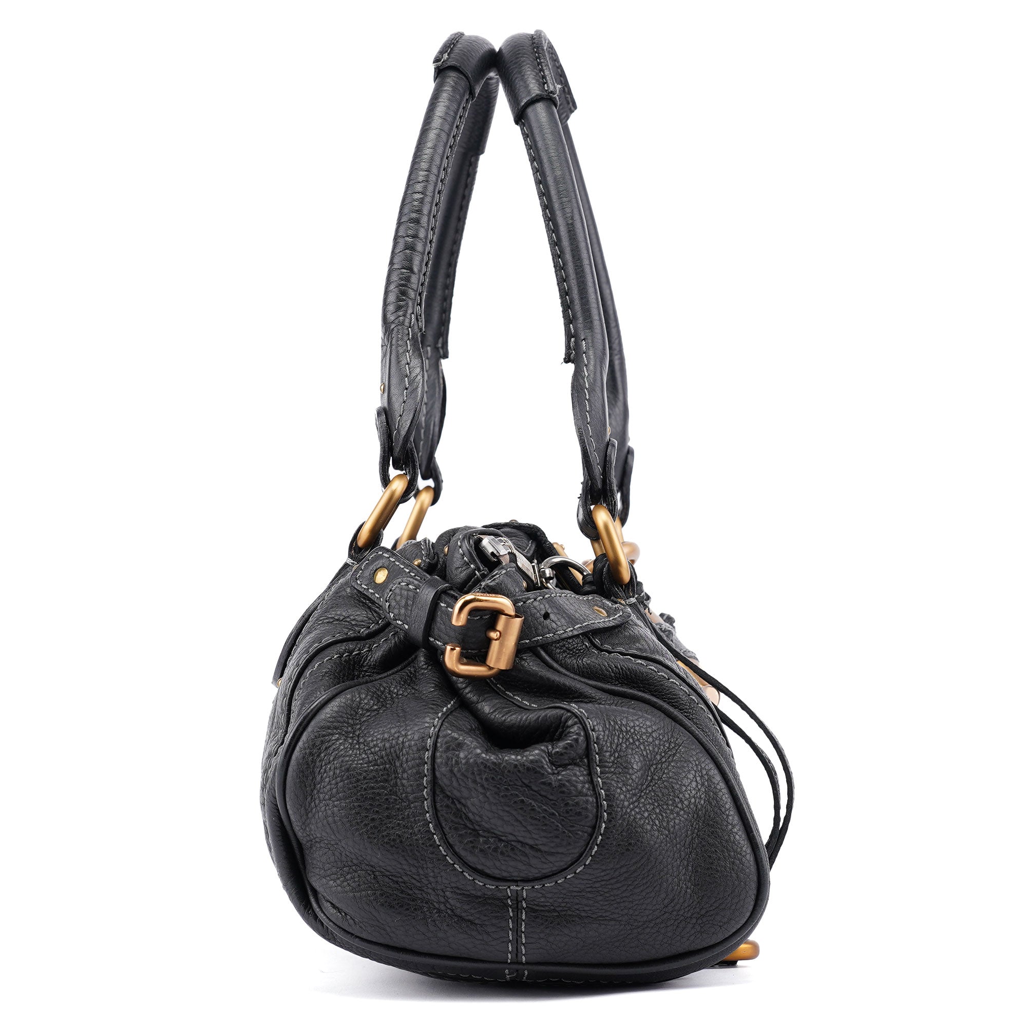 Black Leather Paddington Shoulder Bag