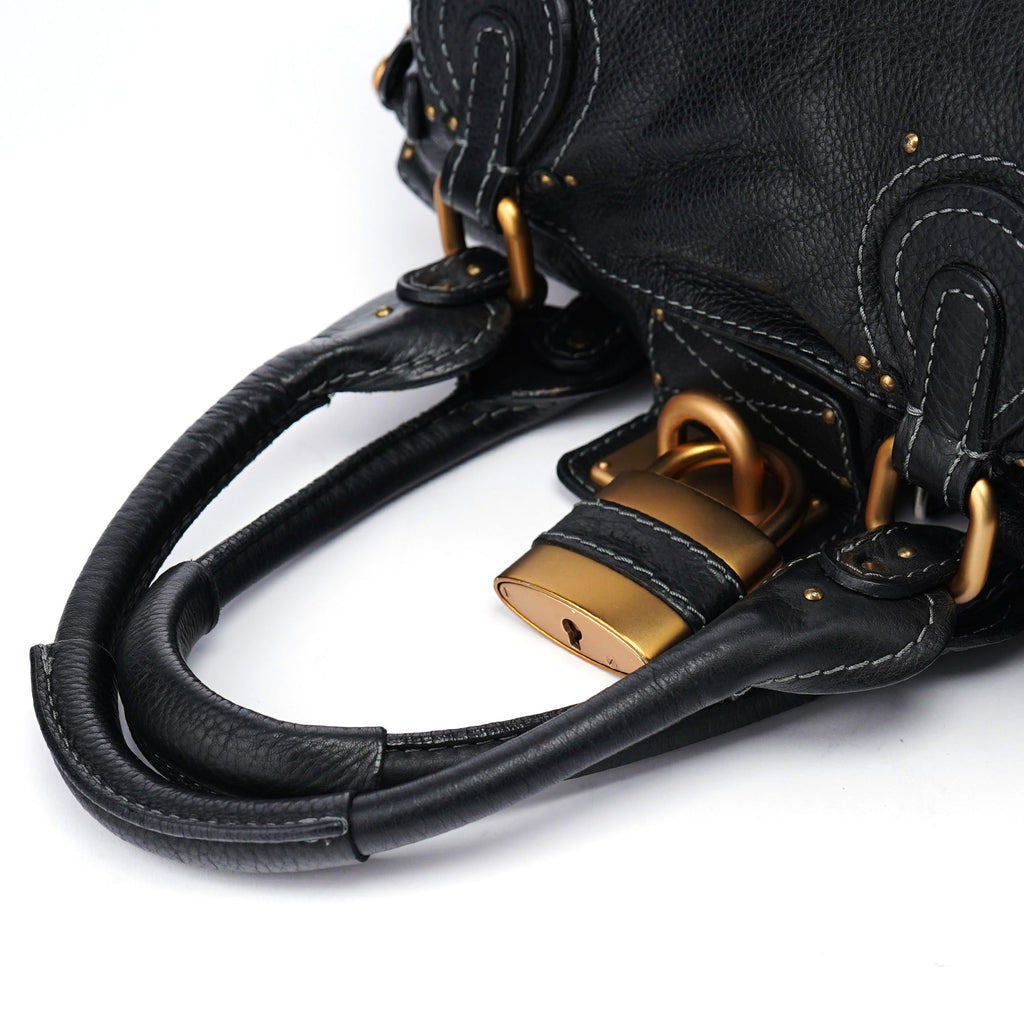 Black Leather Paddington Shoulder Bag