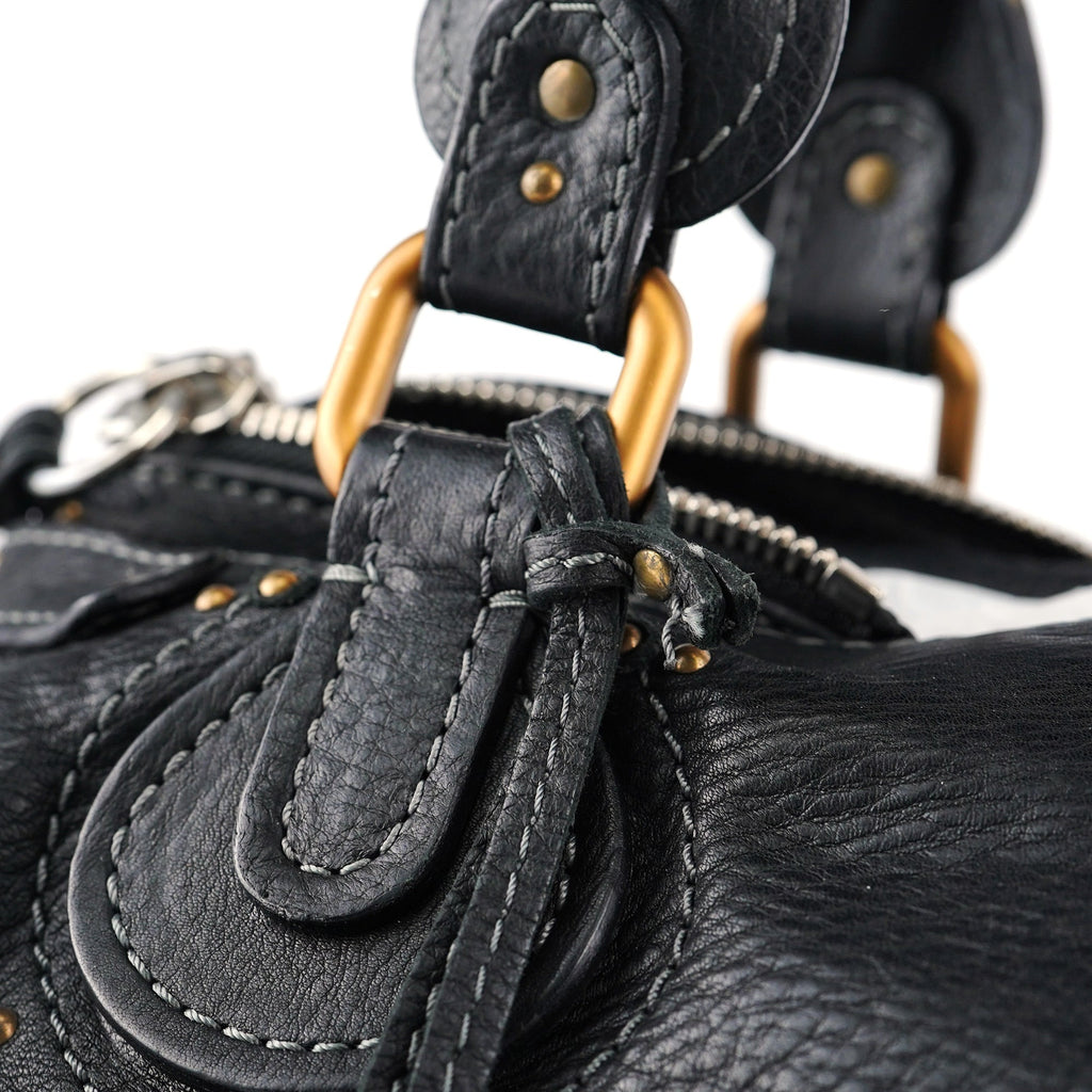 Black Leather Paddington Shoulder Bag