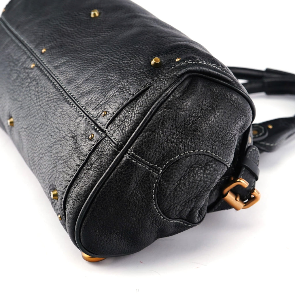 Black Leather Paddington Shoulder Bag