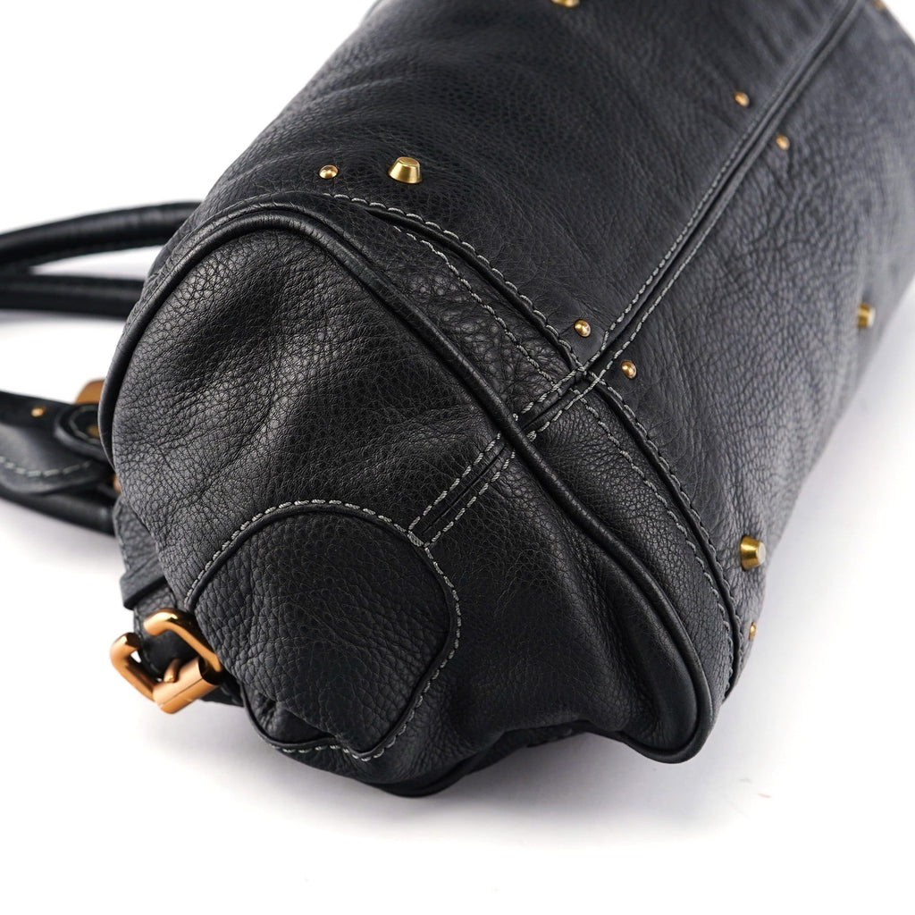 Black Leather Paddington Shoulder Bag