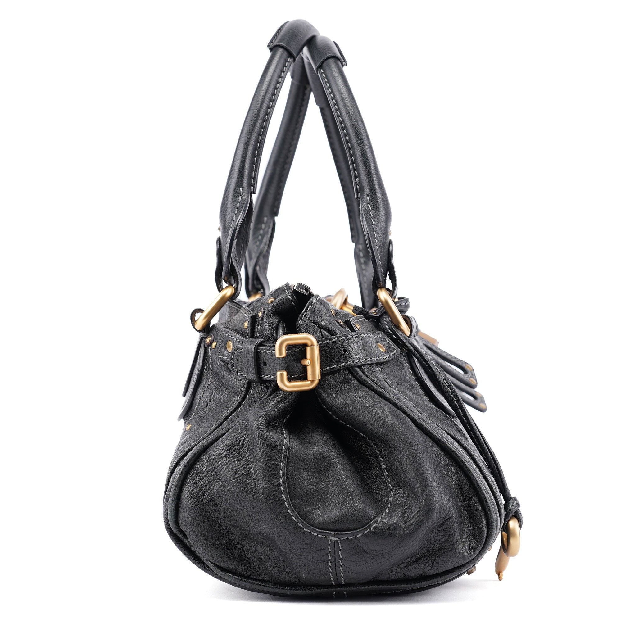 Black Leather Paddington Shoulder Bag
