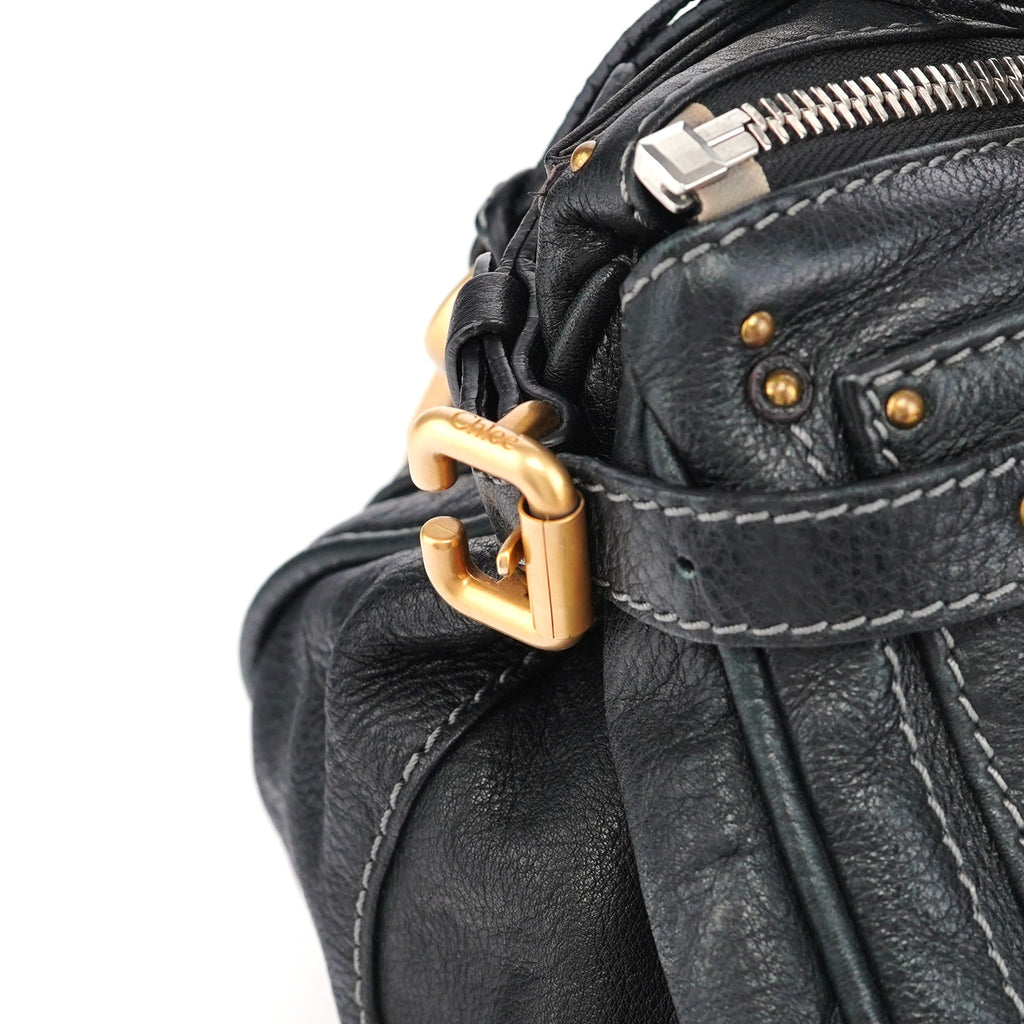 Black Leather Paddington Shoulder Bag