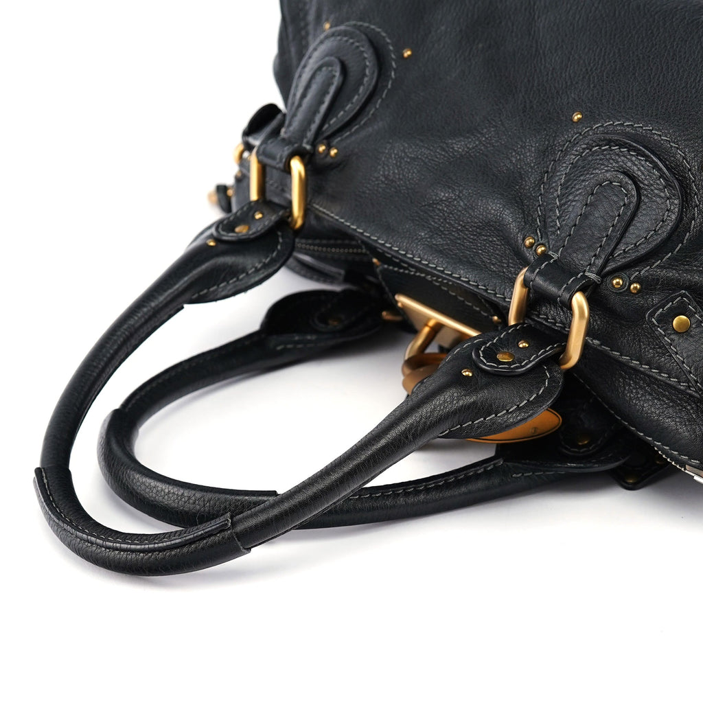 Black Leather Paddington Shoulder Bag