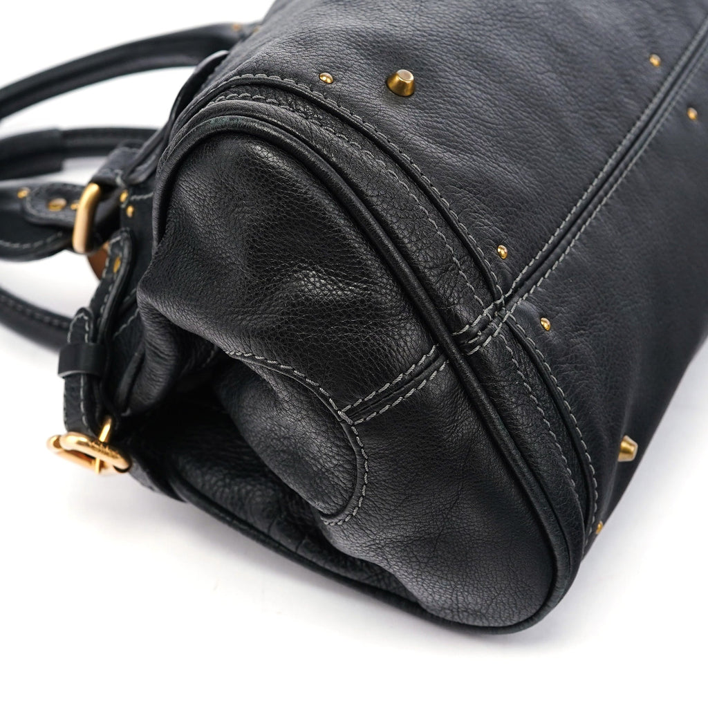 Black Leather Paddington Shoulder Bag
