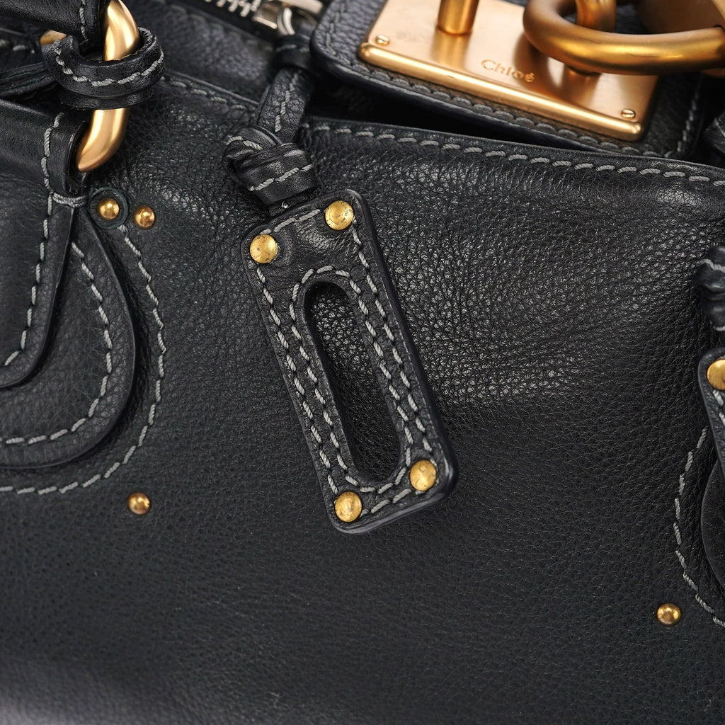 Black Leather Paddington Shoulder Bag