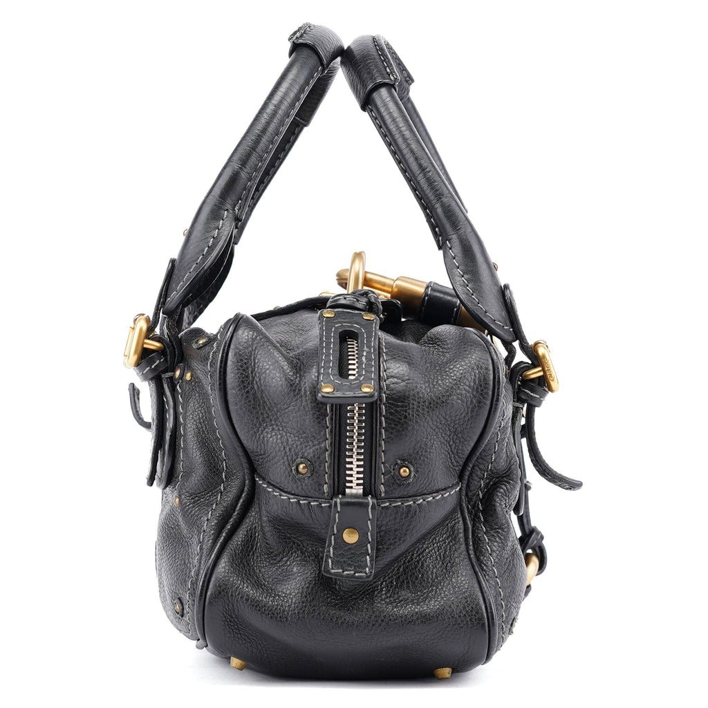 Black Leather Paddington Shoulder Bag