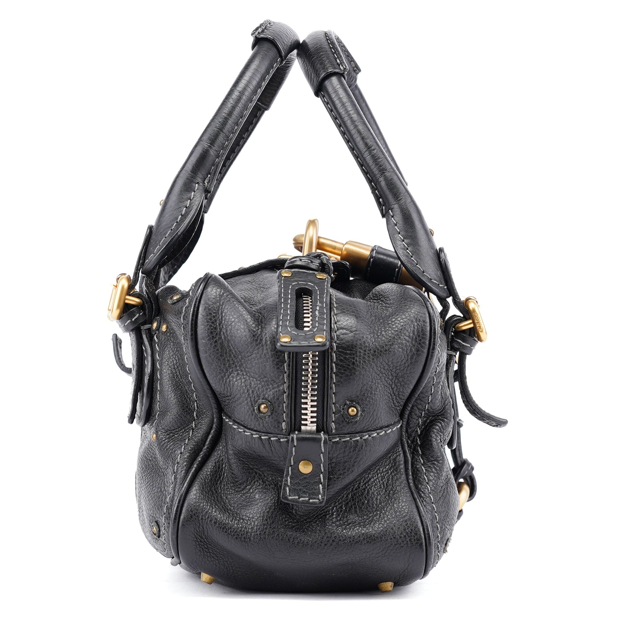 Black Leather Paddington Shoulder Bag