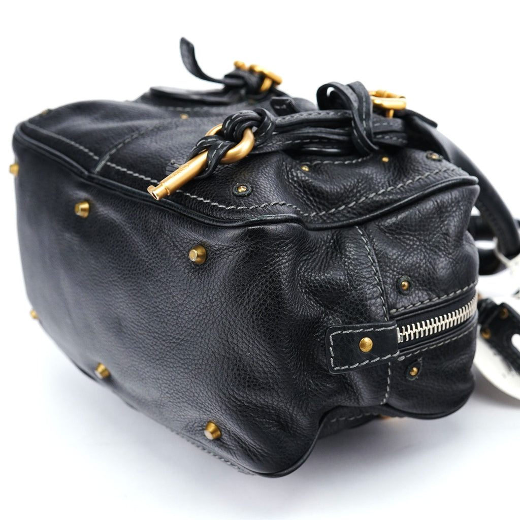 Black Leather Paddington Shoulder Bag
