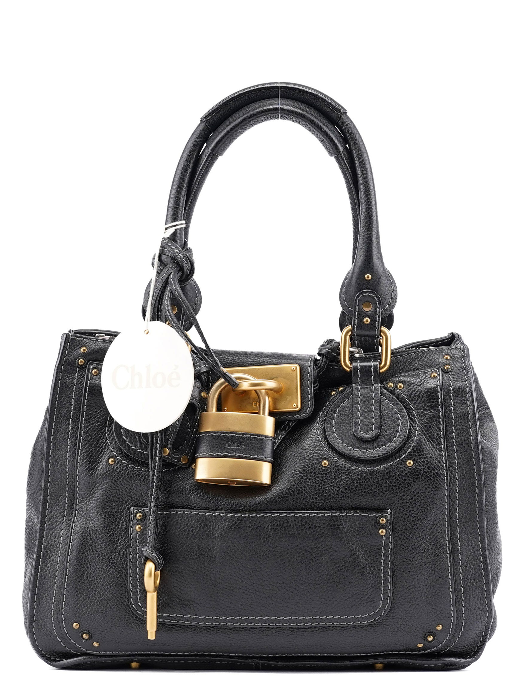 Black Leather Paddington Tote Bag