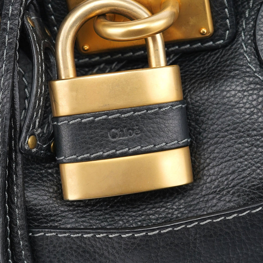 Black Leather Paddington Tote Bag