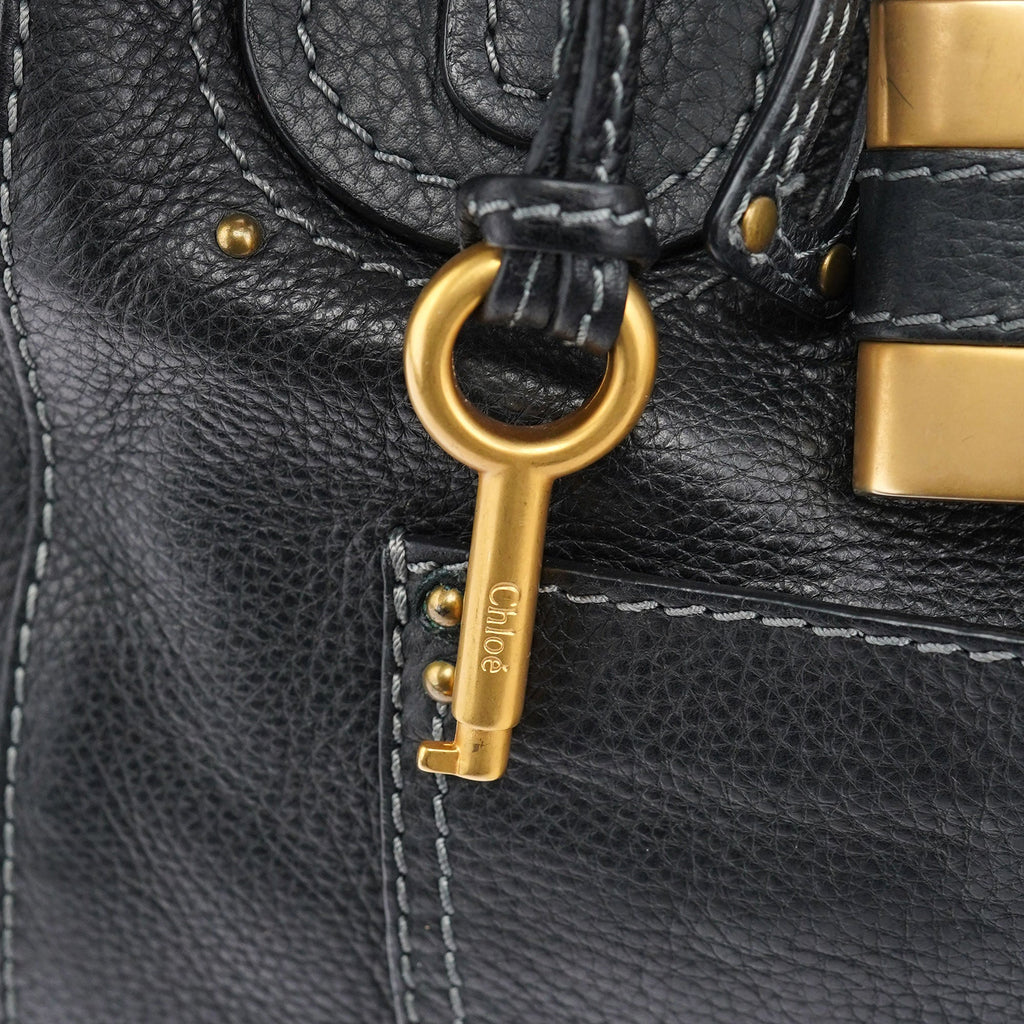 Black Leather Paddington Tote Bag