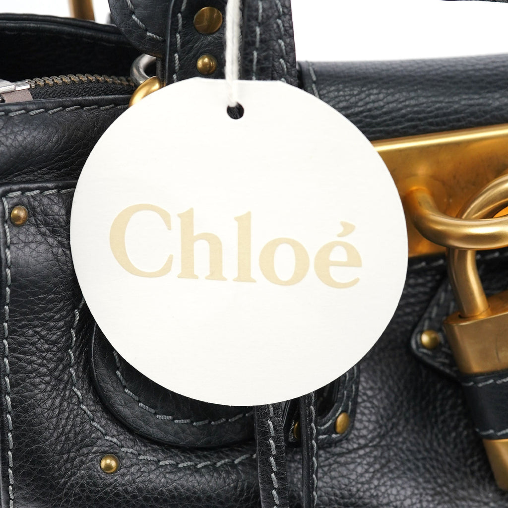 Black Leather Paddington Tote Bag