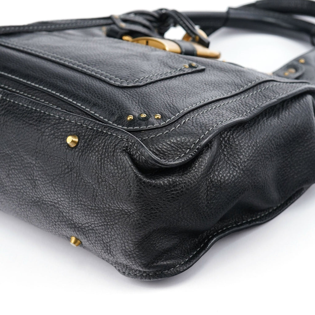 Black Leather Paddington Tote Bag