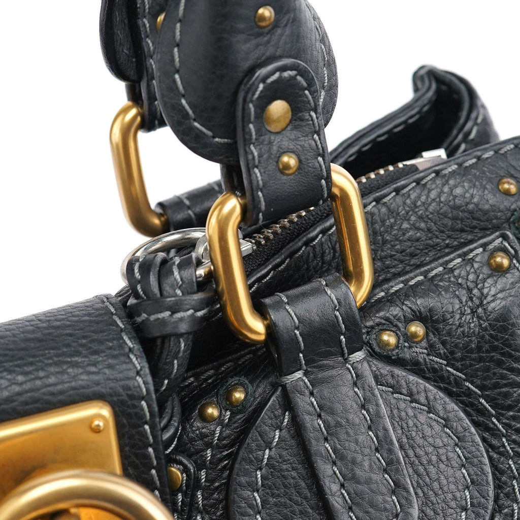 Black Leather Paddington Tote Bag