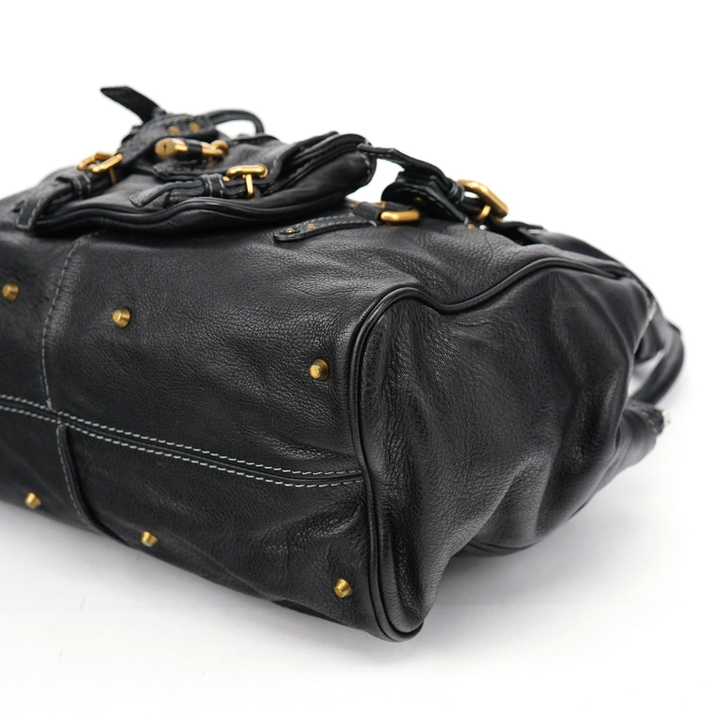 Black Leather Paddington Tote Bag