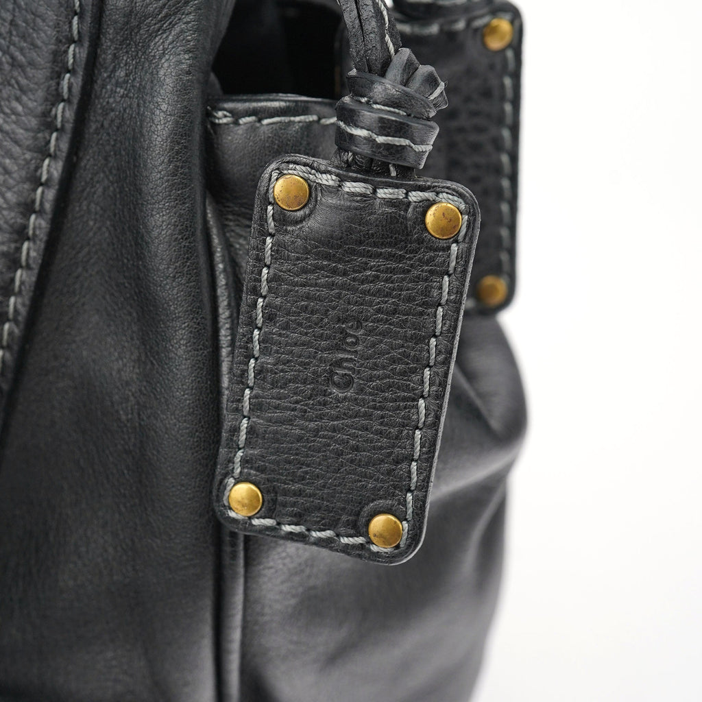 Black Leather Paddington Tote Bag