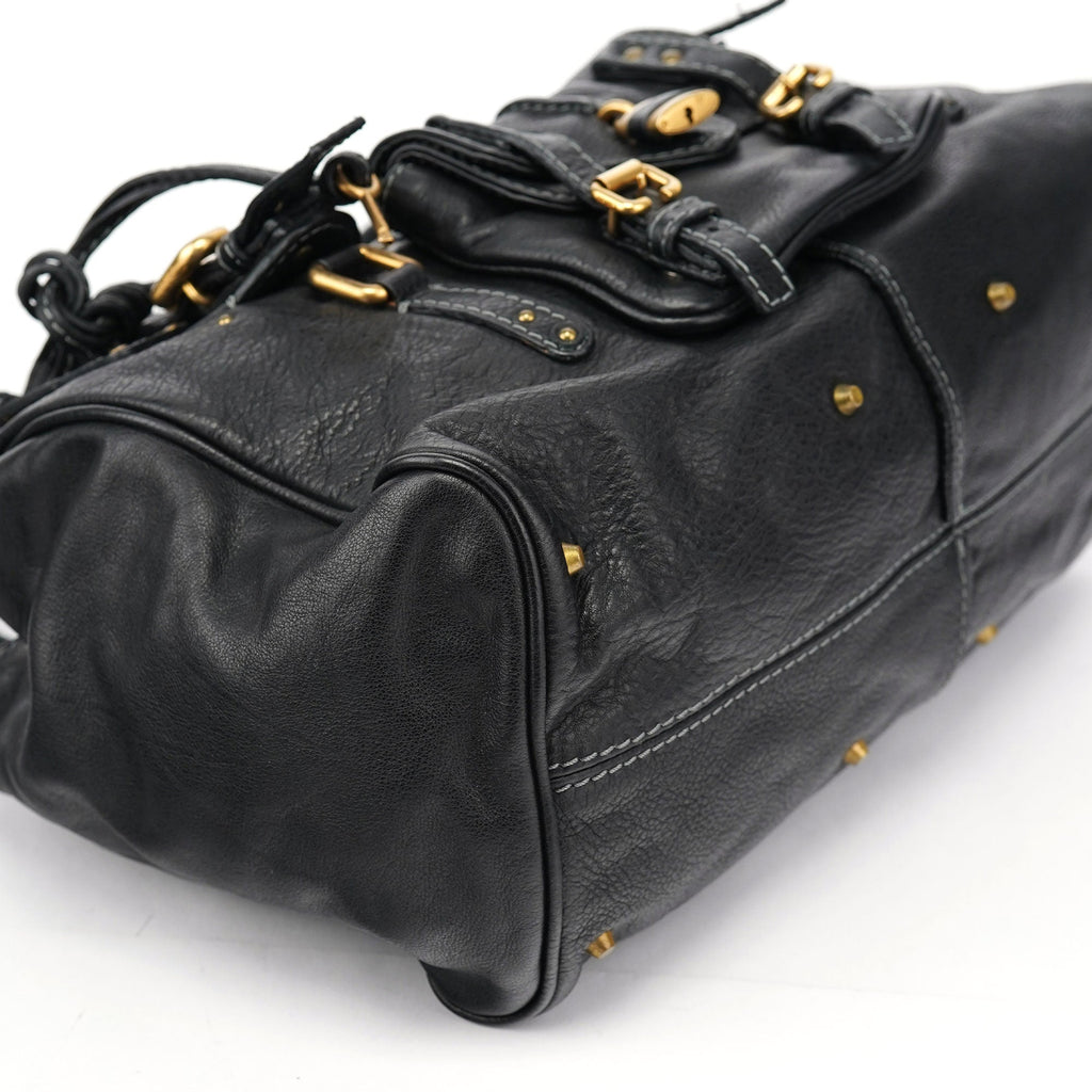 Black Leather Paddington Tote Bag