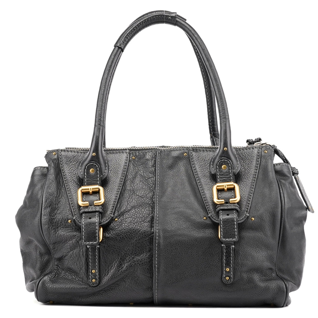 Black Leather Paddington Tote Bag