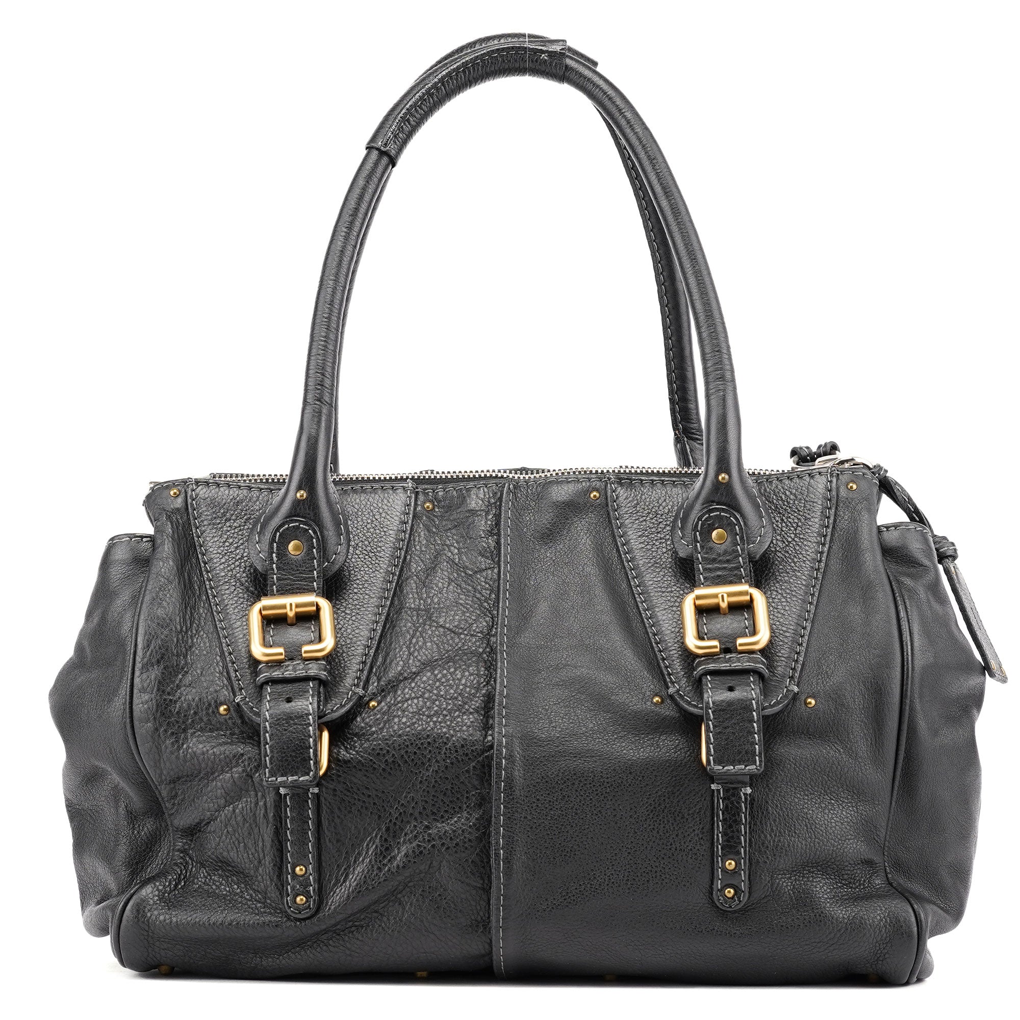 Black Leather Paddington Tote Bag