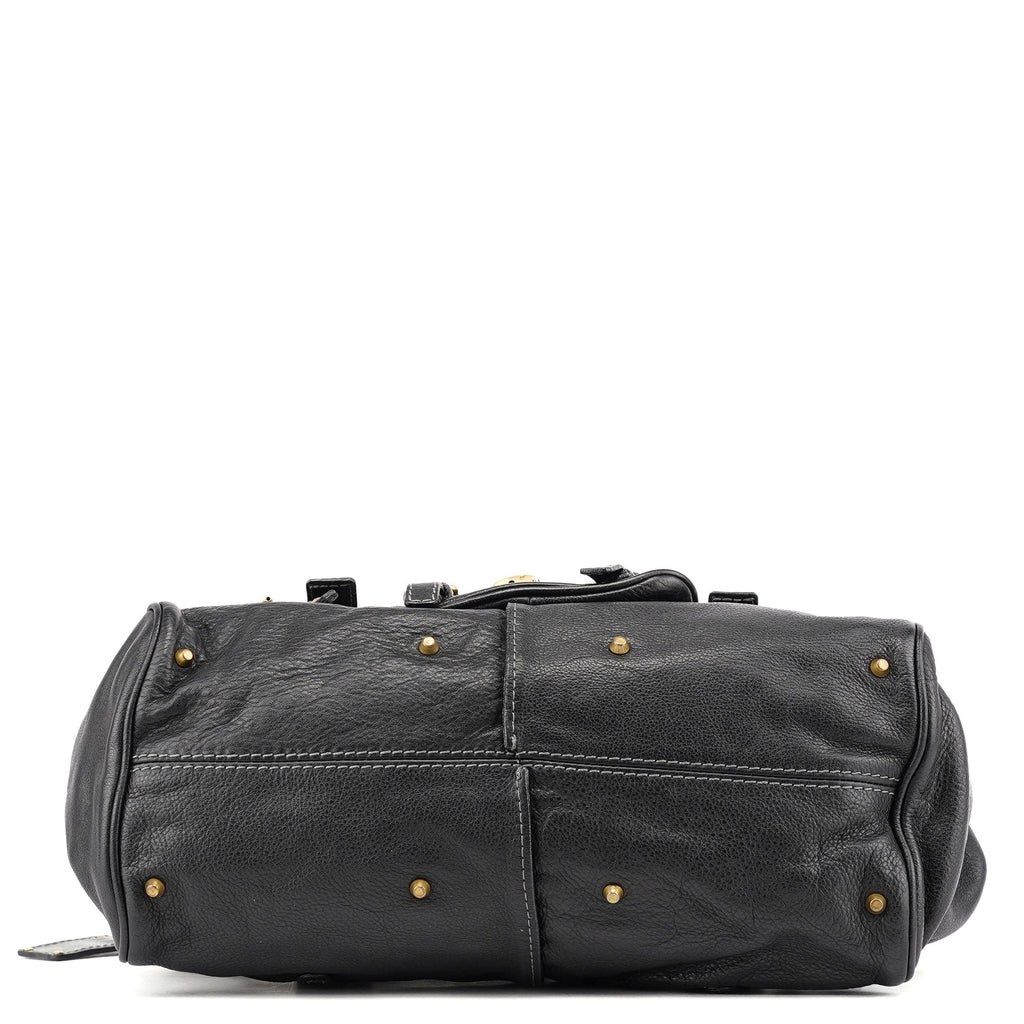 Black Leather Paddington Tote Bag