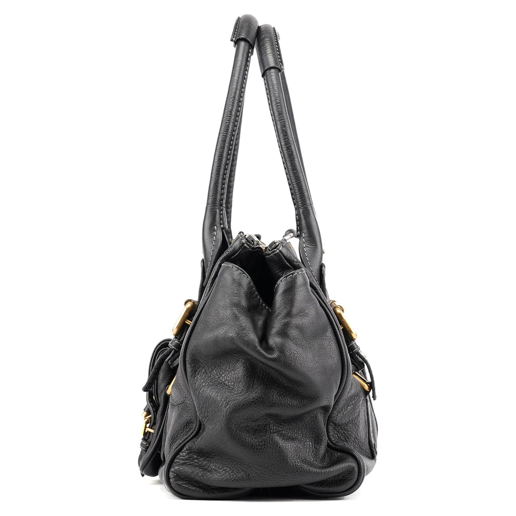 Black Leather Paddington Tote Bag