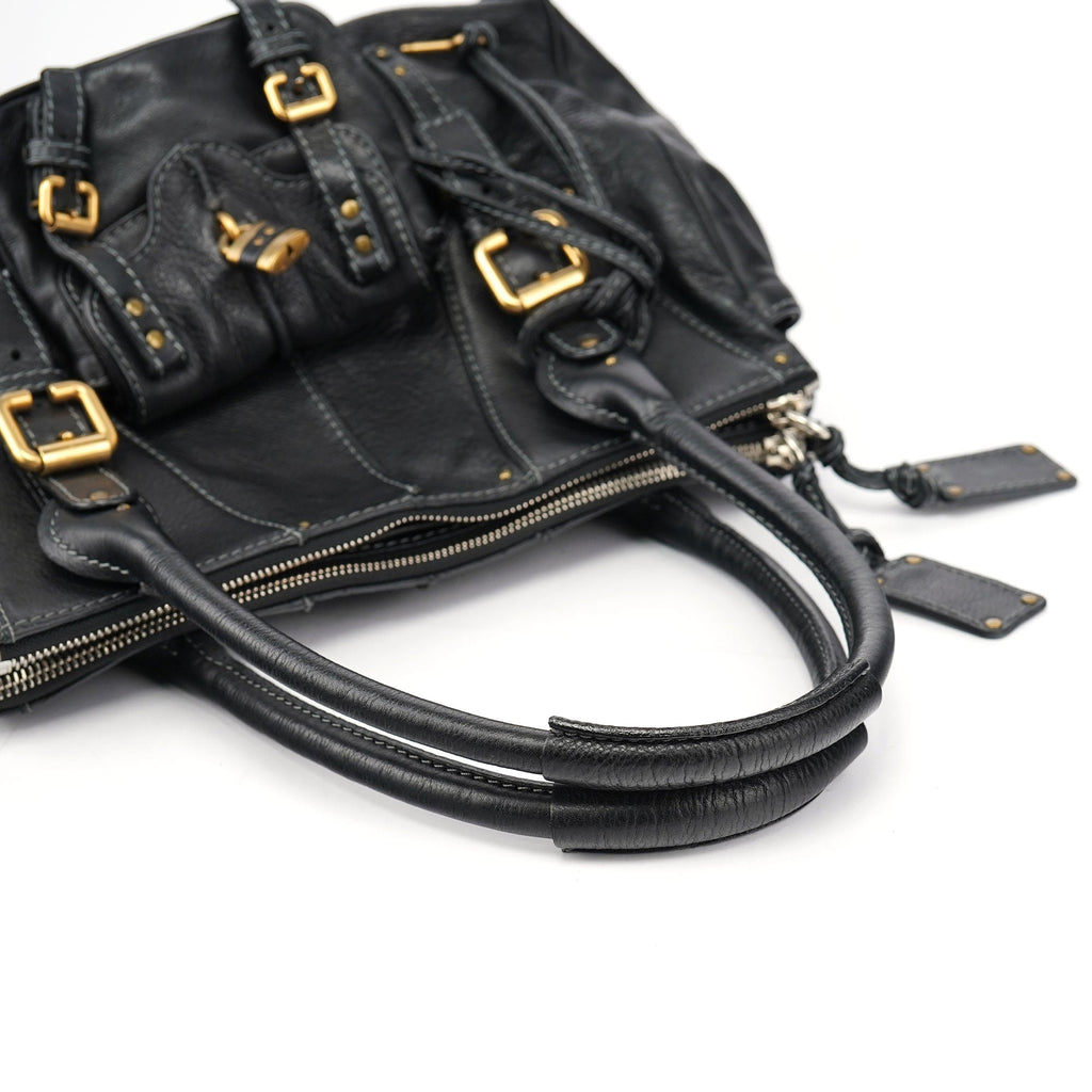 Black Leather Paddington Tote Bag
