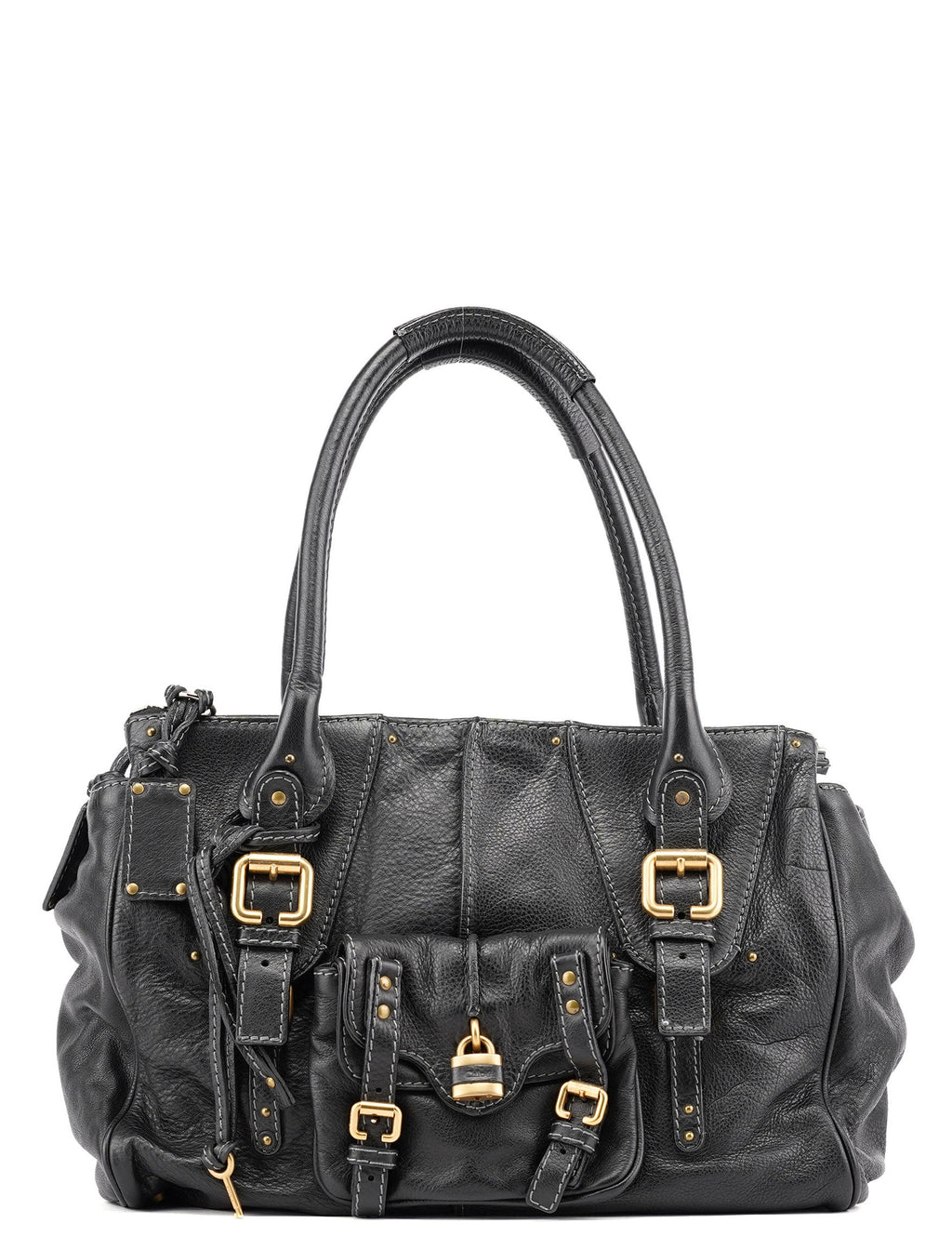 Black Leather Paddington Tote Bag