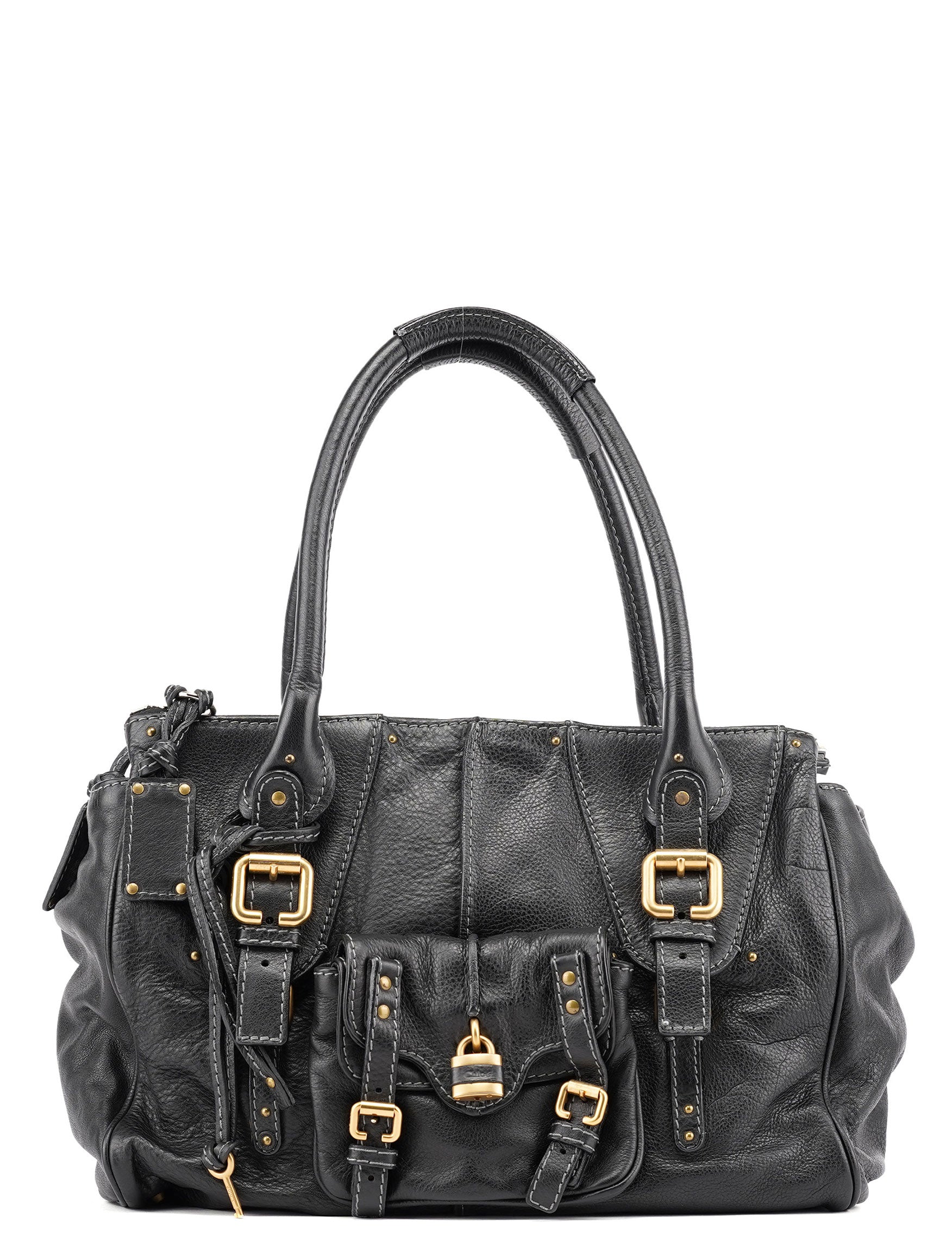 Black Leather Paddington Tote Bag