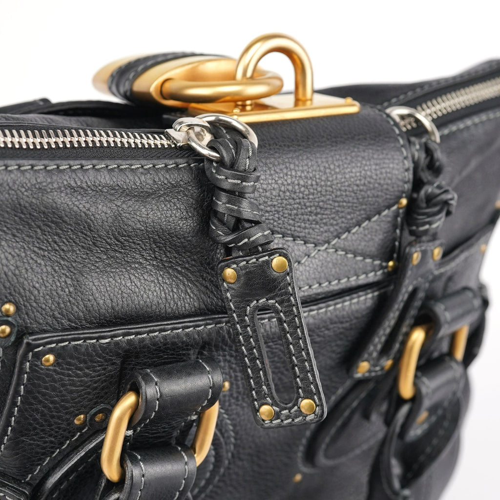 Black Leather Paddington Tote Bag