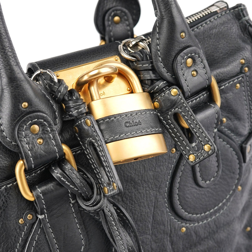 Black Leather Paddington Tote Bag