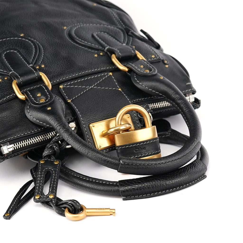 Black Leather Paddington Tote Bag