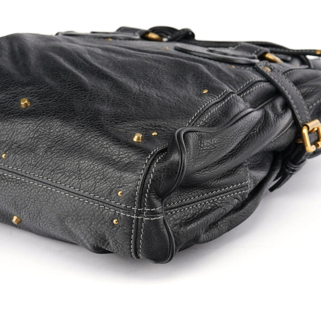 Black Leather Paddington Tote Bag