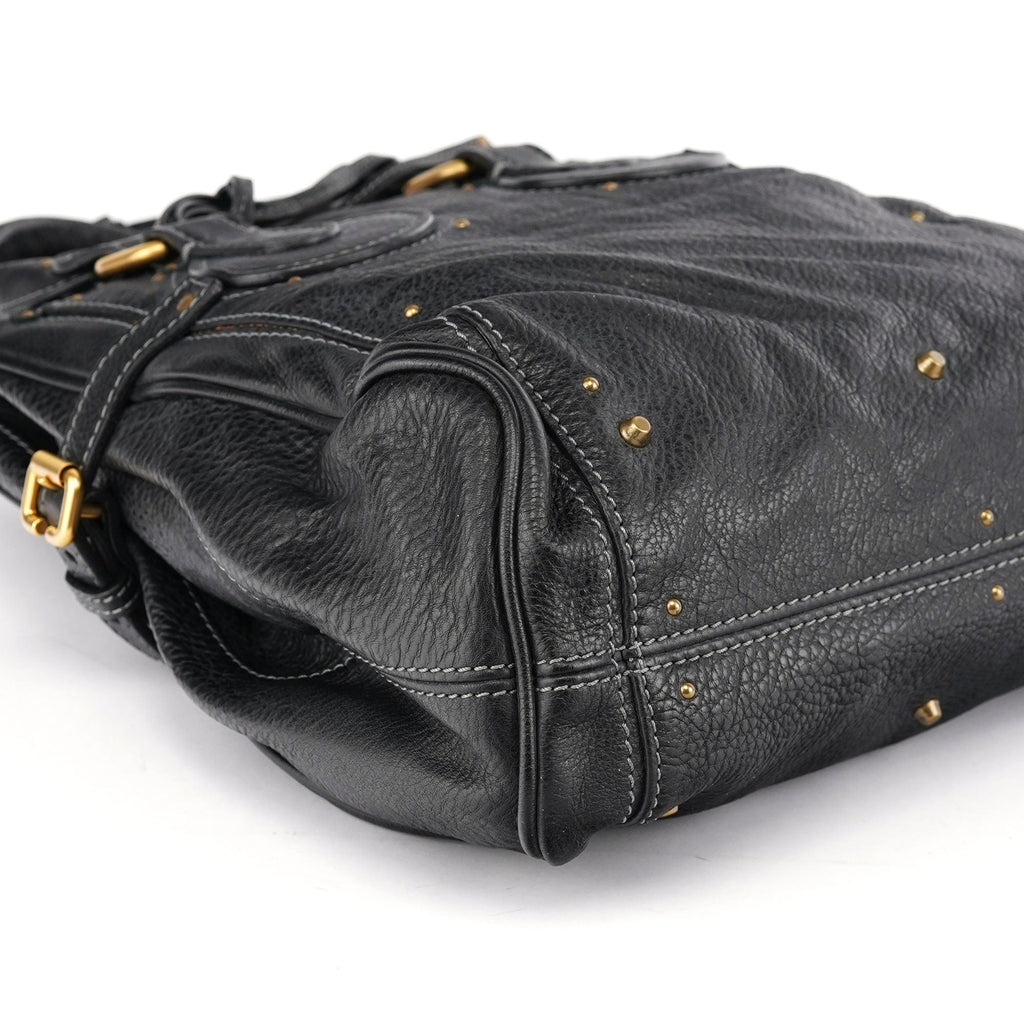 Black Leather Paddington Tote Bag