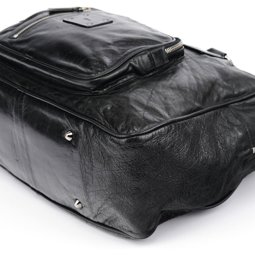 Black Leather Paddington Tote Bag
