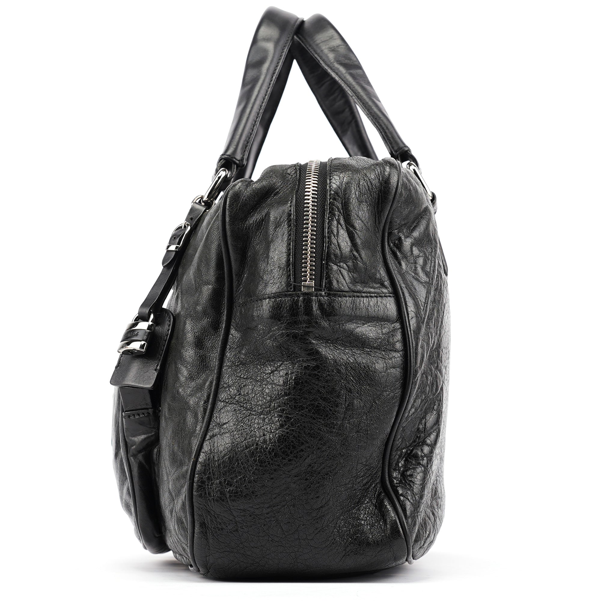 Black Leather Paddington Tote Bag
