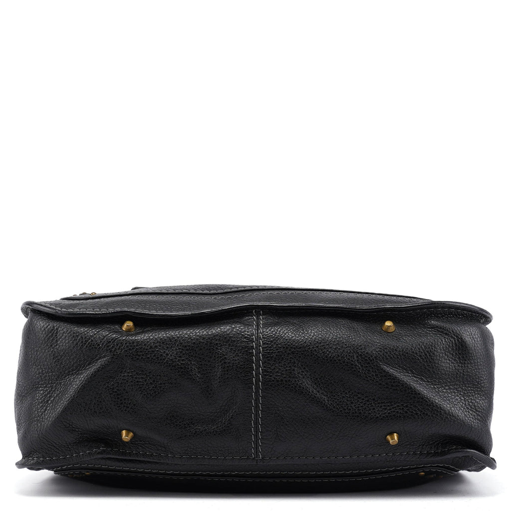 Black Leather Paddington Tote Bag