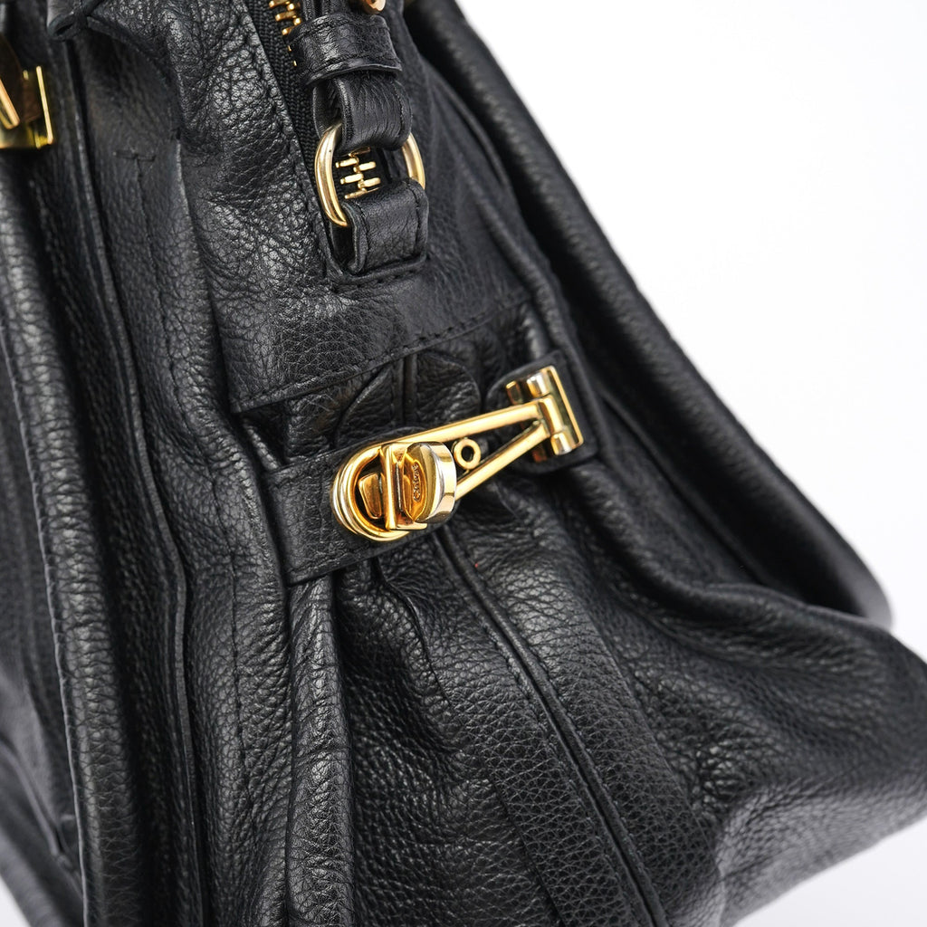 Black Leather Paraty 2-Way Bag