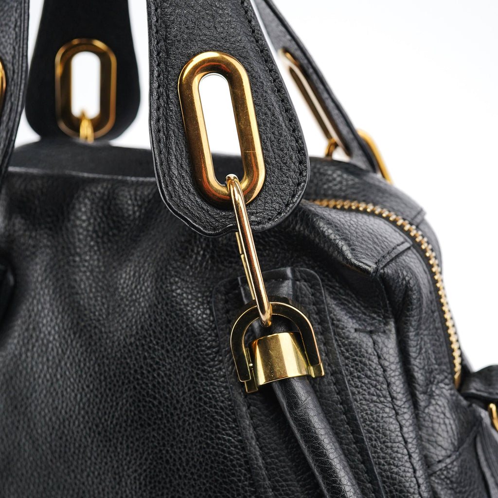Black Leather Paraty 2-Way Bag