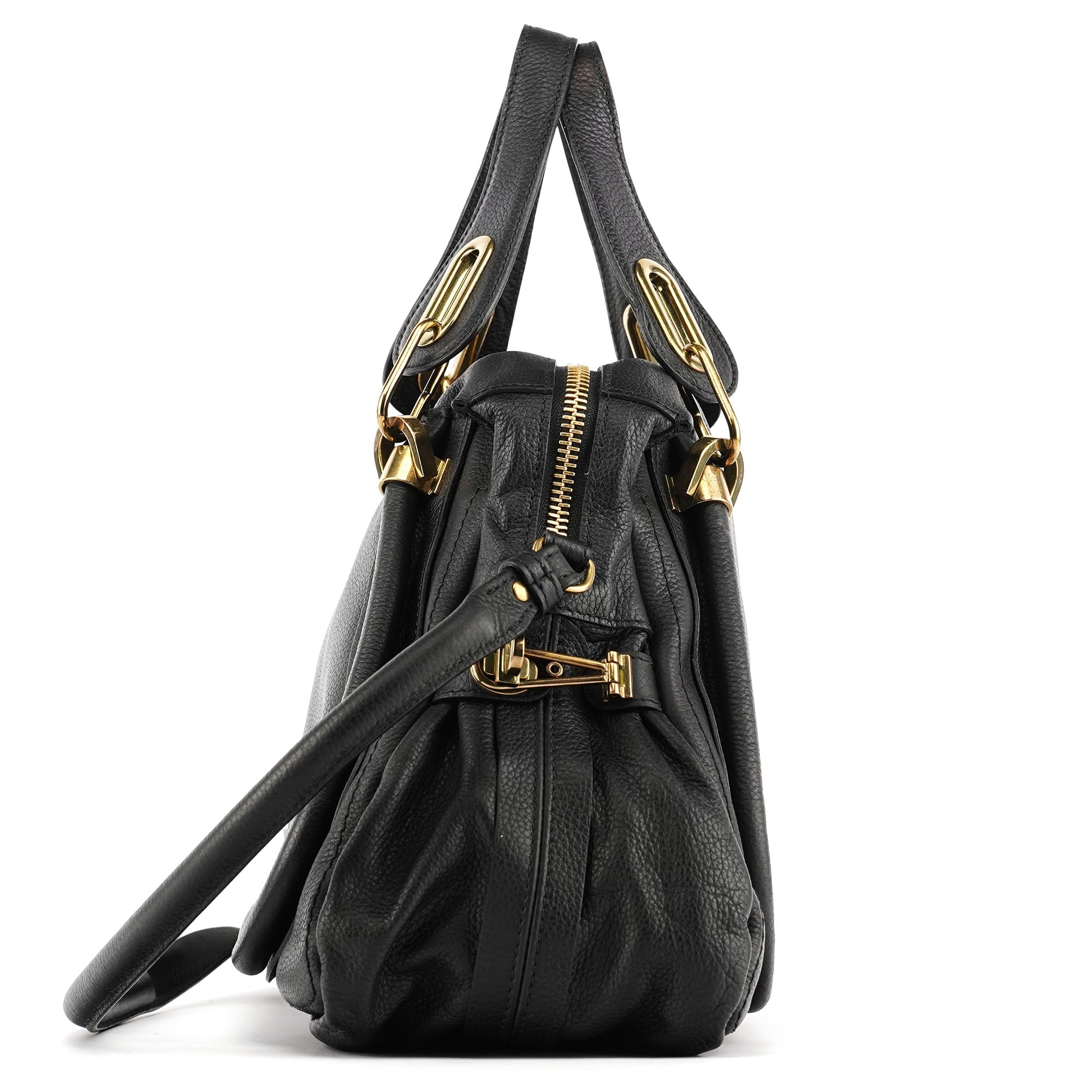 Black Leather Paraty 2-Way Bag